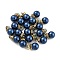(Defective Closeout Sale: Ring Dyed)ABS Plastic Imitation Pearl Charms, with Resin Rhinestone, Round Charm, Prussian Blue, 13x8mm, Hole: 2.5mm