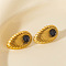 304 Stainless Steel Teardrop Stud Earrings, with Enamel, Golden, 24x15mm