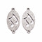Tarnish Resistant 201 Stainless Steel Link Connectors, Textured, Laser Cut, Oval with Musical Note, Stainless Steel Color, 23x11x1mm, Hole: 1.6mm
