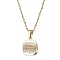 Brass Micro Pave Cubic Zirconia Pendant Necklaces, 304 Stainless Steel Cable Chains Necklace, Square with Word Charms, Real 18K Gold Plated, 15.75 inch(40cm)