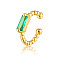 Rectangle Cubic Zirconia Cuff Earrings, Golden 925 Sterling Silver Non Piercing Earrings, Lime Green, Surface: 5x2mm