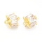 Brass Clear Glass Connector Charms, Cadmium Free & Nickel Free & Lead Free, Cube Links, Real 18K Gold Plated, 11x8.5x8.5mm, Hole: 1.2mm
