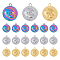 18Pcs 3 Colors 201 Stainless Steel Pendants, Flat Round with Skull, Mixed Color, 23.5x20x3mm, Hole: 2.5mm, 6pcs/color