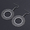 Tarnish Resistant 201 Stainless Steel Dangle Earrings, Sun, Stainless Steel Color, 62mm, Pin: 0.6mm