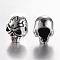 Tibetan Style Alloy Beads, Skull, Antique Silver, 11x9x10mm, Hole: 1.5mm