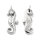 Brass Micro Pave Clear Cubic Zirconia Pendants, Cadmium Free & Nickel Free & Lead Free, Platinum, Sea Horse Charm, Real Platinum Plated, 15x5.5x2mm, Hole: 0.8mm