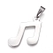 Tarnish Resistant 304 Stainless Steel Pendants, Musical Note, Stainless Steel Color, 33x25x1.5mm, Hole: 10x4mm