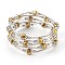 Electroplate Glass Wrap Bracelets, 5-Loop, with Metal Findings, Golden Plated, 2-1/8 inch(5.3cm)
