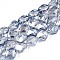 Electroplate Transparent Glass Beads Strands, Imitation Gemstone Beads, Nuggets, Aqua, 16.5~17x13~15x13~15mm, Hole: 1mm, about 39~40pcs/strand, 25.79~ 26.38 inch(65.5~67cm)