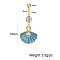 304 Stainless Steel Pave Clear Cubic Zirconia Enamel & Plastic Pearl Shell Shape Curved Barbell Dangle Belly Rings, Golden, Blue, Bar Length: 10mm, Pin: 1.6mm