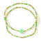 2Pcs Bohemian Glass Seed Beaded Stretch Bracelet Sets, Cross Bracelets for Women, Green Yellow, 6-1/2 inch(16.5cm)