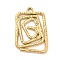 Ion Plating(IP) 304 Stainless Steel Pendants, Rectangle Charm, Golden, 28x19x1.8mm, Hole: 1.8mm