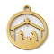 Christmas 201 Stainless Steel Pendants, Flat Round with Human Charm, Golden, 17x15x1mm, Hole: 1.5mm