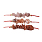 3Pcs 3 Styles Gemstone Braided Bead Bracelets, with Brass Beads, Chip, Inner Diameter: 2-7/8 inch(7.3cm), 1pc/style