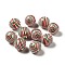 Christmas Theme Printed Natural Wooden Beads, Round with Vortex Pattern, Colorful, 16x14.5mm, Hole: 3.5mm