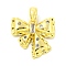 Brass Micro Pave Clear Cubic Zirconia Pendants, Cadmium Free & Nickel Free & Lead Free, Real 18K Gold Plated, Bowknot, 17.5x17.5x3mm, Hole: 5x3mm