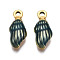 304 Stainless Steel Pendants, with Enamel, Spiral Shell, Golden, Dark Cyan, 18.5x7.5x4mm, Hole: 1.5mm