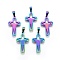 Ion Plating(IP) 304 Stainless Steel Pendants, For Easter, Crucifix Cross, Rainbow Color, 32x19x2mm, Hole: 3x7mm