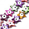 Natural Freshwater Shell Beads Strands, with Enamel, Double-Faced, Star with Evil Eye, Dyed, Mixed Color, 14~15x15~16x5mm, Hole: 0.7mm, about 31pcs/strand, 14.76 inch(37.5cm)