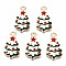 Alloy Enamel Pendants, Cadmium Free & Lead Free, Christmas Trees, Light Gold, Green, 25.5x14.5x1.5mm, Hole: 2.5mm
