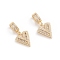 Brass Micro Pave Cubic Zirconia Pendants, Long-Lasting Plated, Letter, Clear, Letter.V, 33.2mm, Hole: 6.5x9mm, Letter.V: 20x16.8x3.5mm