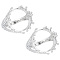 2Pcs Adjustable Brass Finger Rings Components, Oval Prong Ring Settings, Platinum, Tray: 19x16mm