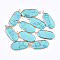 Synthetic Turquoise Pendants, with Brass Findings, Oval, Golden, 36~37x15~16x3~4mm, Hole: 2mm
