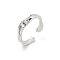 Brass Open Cuff Ring Settings, for Half-drilled Beads, Platinum, 4~4.5mm, Adjustable, Pin: 1mm
