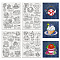 BENECREAT 4Sheets 47Pcs Tea Time Water Soluble Embroidery, 29.7x21cm/ 11.7x8.3inch Retro Teapot, Floral, Coffee Cup, Dessert Stick and Stitch Embroidery Paper Stabilizer for Shirts, Coats, Bags