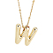 1pc Brass Chain with Alloy Letter Pendants Necklaces, Lead Free & Nickel Free & Cadmium Free, Golden, Letter W, 17.99~18.23 inch(45.7~46.3cm), pendants: 20~22.5x13~23mm