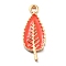 Thanksgiving Day Alloy Enamel Pendants, Light Gold, Leaf, 22x8.5x1.5mm, Hole: 1.8mm