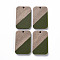Opaque Resin & Walnut Wood Pendants, Two Tone, Rectangle, Olive Drab, 32.5x21x3mm, Hole: 2mm