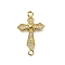 Brass Clear Cubic Zirconia Cross Connector Charms, Long-Lasting Plated, Rack Plating, Lead Free & Cadmium Free, Real 18K Gold Plated, 22.5x13.5x2mm, Hole: 1.4mm and 1.5mm