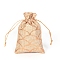 Rectangle Hot Stamping Burlap Packing Pouches Drawstring Bags, for Christmas, Wedding Party and DIY Craft Packing, Fan, 15x10cm