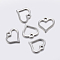 Tarnish Resistant 304 Stainless Steel Open Heart Charms, Hollow, Stainless Steel Color, 10.5~11x11x1~1.4mm, Hole: 1~1.5mm