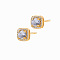 Elegant Zircon Square Stud Earrings for Women, Fashionable and Versatile, Square, Golden, Clear, 9x9mm