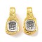 Brass Pendants, Cadmium Free & Nickel Free & Lead Free, Buddhist Jewelry Findings for Counter Clips, Rectangle with Human Charms, Antique Silver & Antique Golden, 19.5x9.5x5mm, Hole: 4.5mm