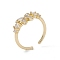 Clear Cubic Zirconia Butterfly Open Cuff Ring, Rack Plating Brass Jewelry for Women, Cadmium Free & Lead Free, Real 18K Gold Plated, Inner Diameter: 17.6mm