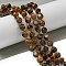 Natural Tiger Eye Beads Strands, with Seed Beads, Faceted, Dice, 8x8mm, Hole: 1.2mm, about 39~42pcs/strand, 15.51''~15.75''(39.4~40cm)