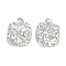 Non-Tarnish 304 Stainless Steel Pendants, Textured Square Charm, Stainless Steel Color, 20x16x2.2mm, Hole: 2.3mm