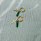 Vintage French Style Gold-Plated Starlight Hoop Earrings, with Synthetic Maifanite Pendants, Golden, Green,