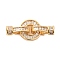 Brass Pave Clear Glass Fold Over Clasps, Cadmium Free & Nickel Free & Lead Free, for Jewelry Making, Real 18K Gold Plated, 30mm, Inner Diameter: 6mm