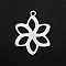 Non-Tarnish 201 Stainless Steel Pendants, Laser Cut, Hollow, Flower, Stainless Steel Color, 22x17x1mm, Hole: 1.6mm