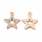 Rack Plating Eco-friendly Alloy Rhinestone Pendants, Star Charm, Platinum, Crystal, 17.5x15x2mm, Hole: 1.8mm