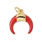 Brass Enamel Pendants, Double Horn/Crescent Moon, with Jump Ring, Lead Free & Cadmium Free, Long-Lasting Plated, Rack Plating, Real 18K Gold Plated, Red, 15.5x14.5x3mm, Hole: 3.4mm