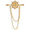 2Pcs Helm Zinc Alloy Hanging Chain Brooches with Crystal Rhinestone, Golden, 77x45x2mm