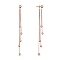 925 Sterling Silver Dangle Stud Earrings, with Ear Nuts, Box Chain and Ball Charms, Rose Gold, 94mm