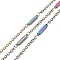 Ion Plating(IP) 304 Stainless Steel Rectangle Link Chains, with Spool, Soldered, Rainbow Color, 15x3x1.5mm, 2.5x2x0.3mm, about 32.81 Feet(10m)/Roll