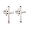 Non-Tarnish 201 Stainless Steel Link Connectors, Textured, Laser Cut, Cross, Stainless Steel Color, 24x14x1mm, Hole: 1.6mm