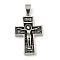 304 Stainless Steel Pendants, Crucifix Cross Charm, Religion, Antique Silver, 35.5x23x5mm, Hole: 4x7mm